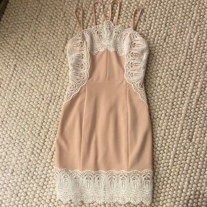 NikiBiki Elegant Lace Trim Beige blush Dress size small S